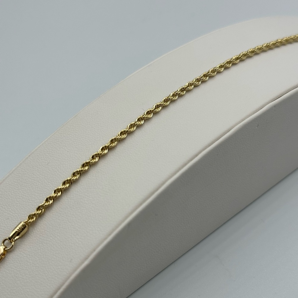 10K Yellow Gold 2.5mm Rope Bracelet 7” - Picture 1 of 2